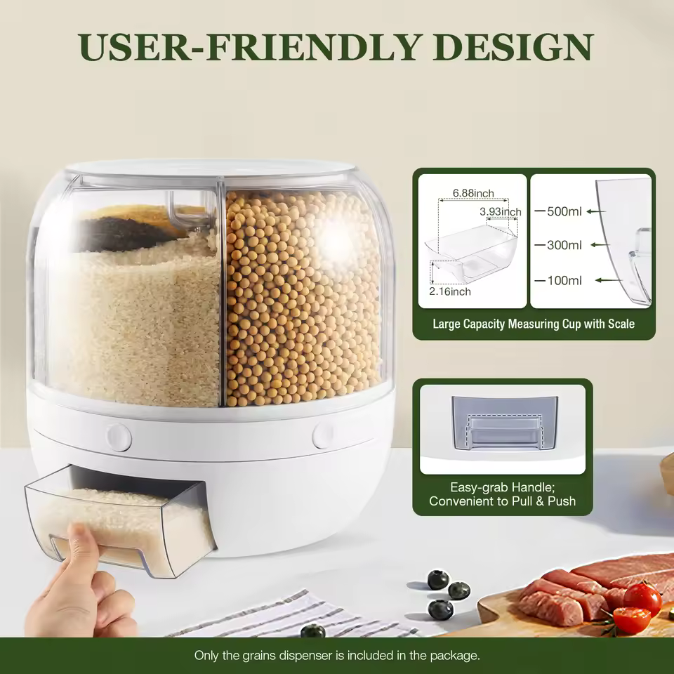 360° Rotating Rice Storage Dispenser